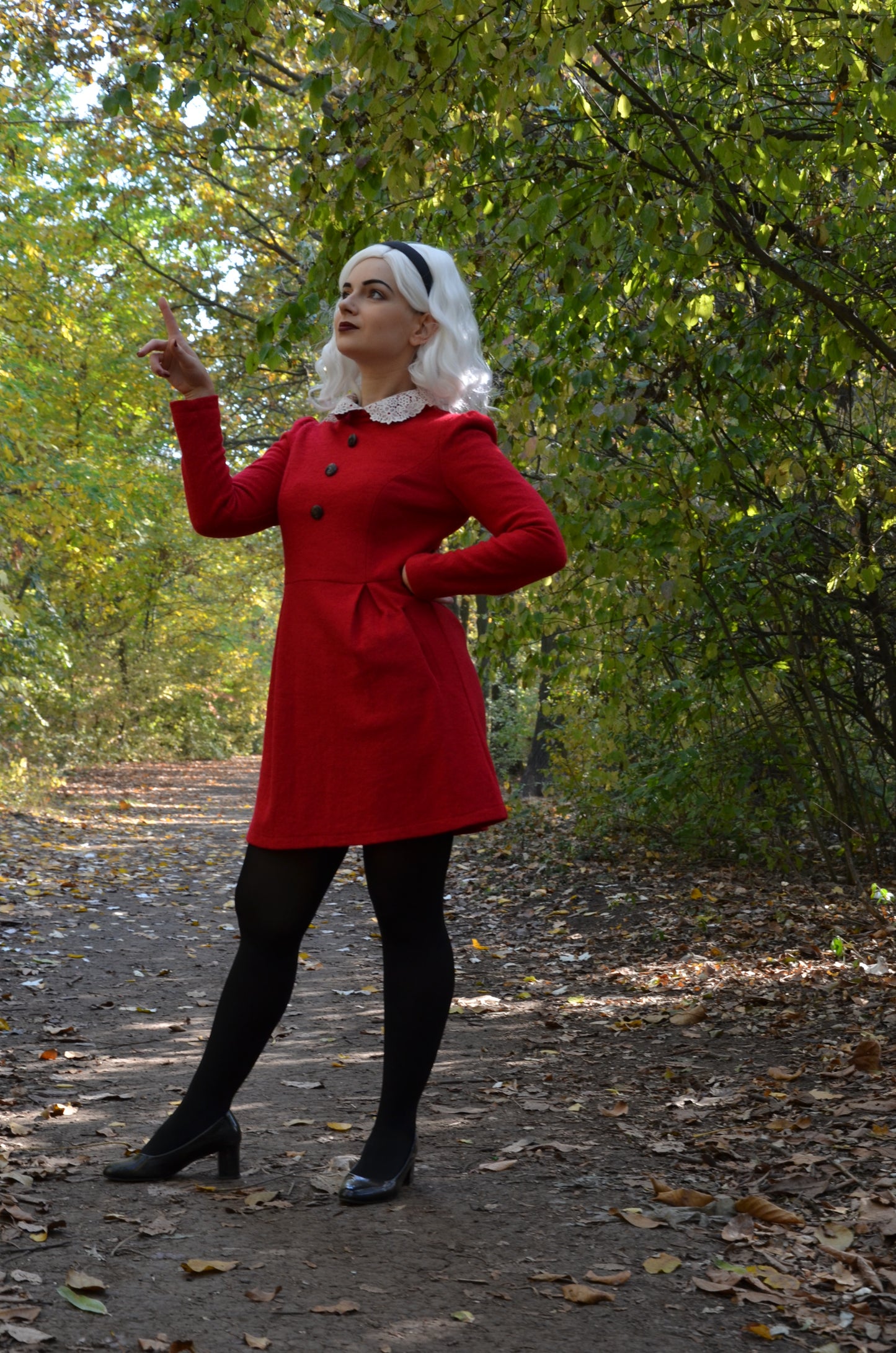 Custom styled white curly ,wavy wig teenage witch,Women's cosplay halloween
