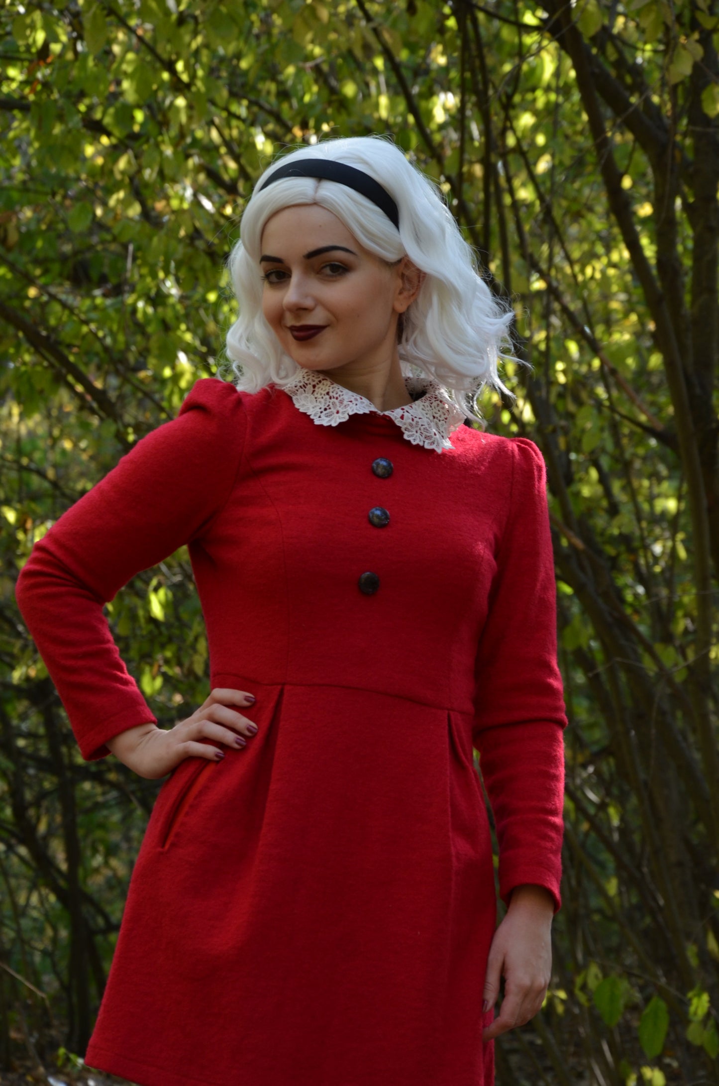 Custom styled white curly ,wavy wig teenage witch,Women's cosplay halloween