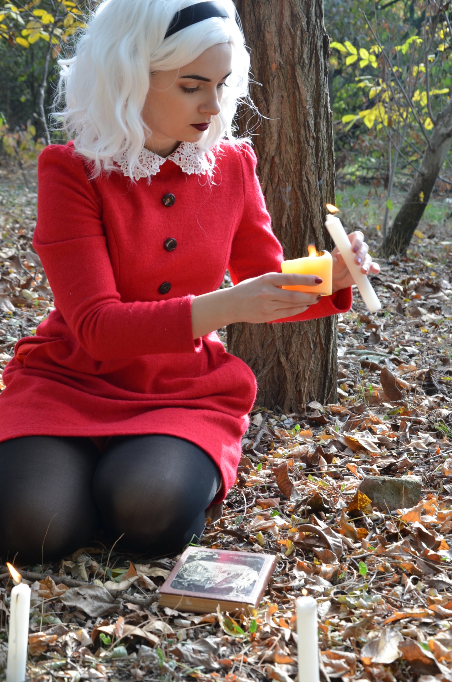 Custom styled white curly ,wavy wig teenage witch,Women's cosplay halloween