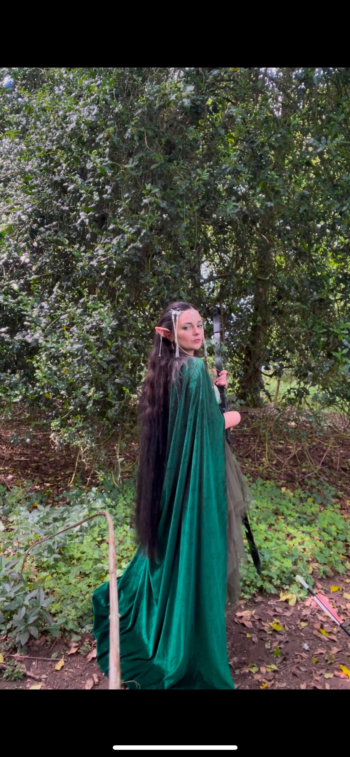 Elf princess/queen emerald forest green velvet one size cape, halloween fairy accessories