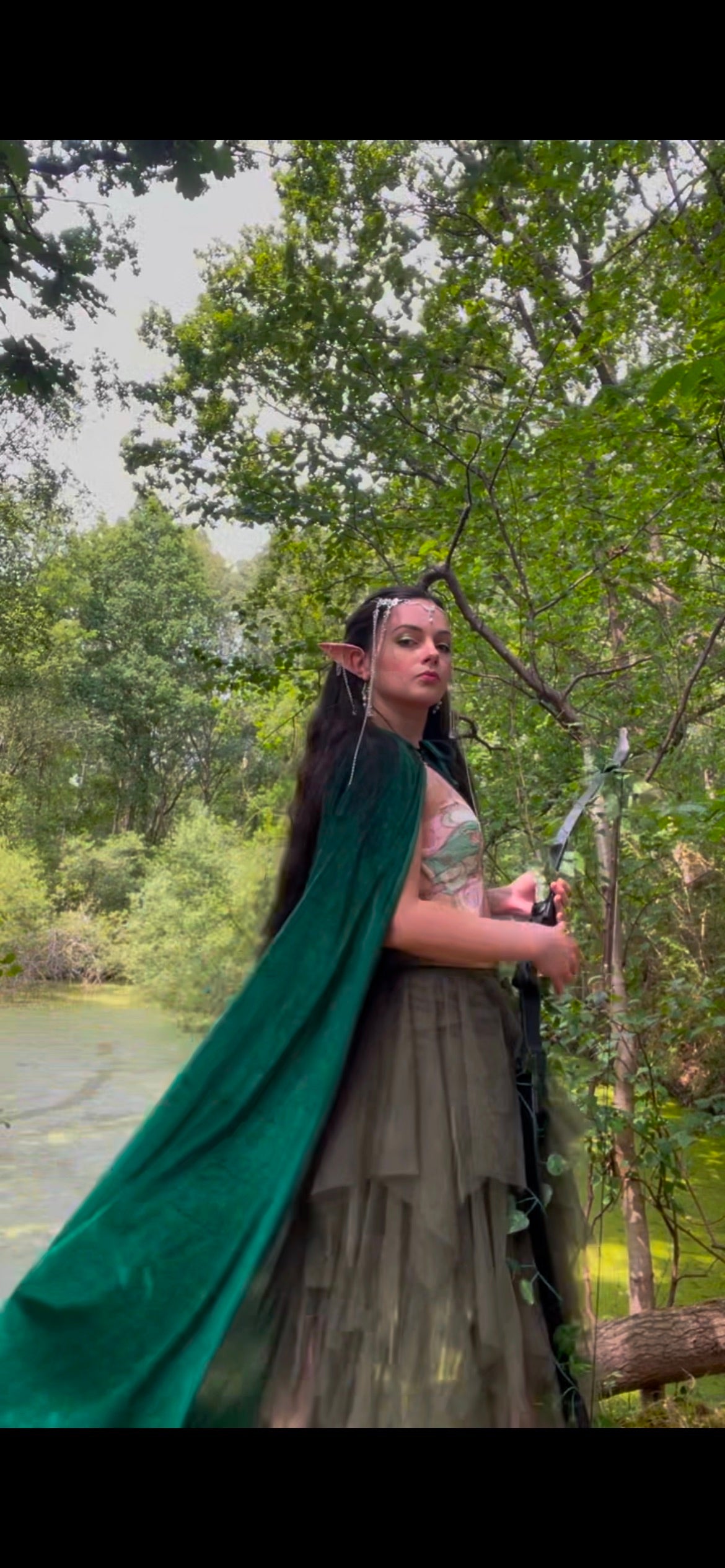 Elf princess/queen emerald forest green velvet one size cape, halloween fairy accessories
