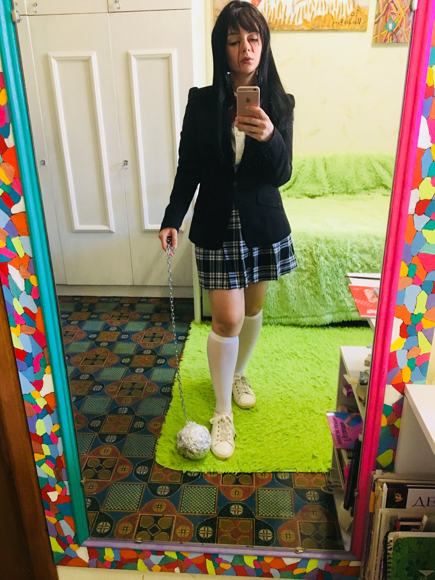 Halloween yellow jumpsuit/ school girl uniform fashion female cosplay action movie
