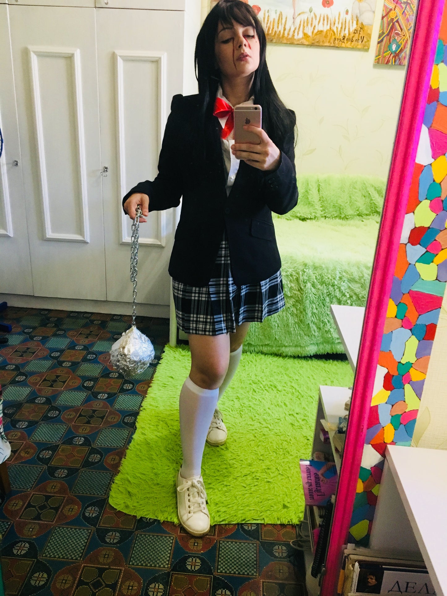 Halloween yellow jumpsuit/ school girl uniform fashion female cosplay action movie