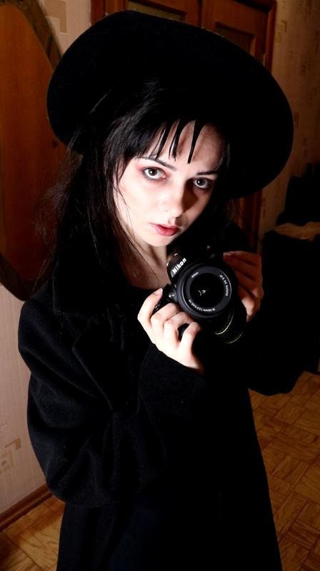 Beetlejuice Lydia Deetz cosplay, cashmere coat & hat, women gothic cosplay, movie character cosplay, gothic fashion