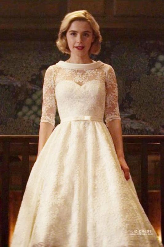 Sabrina Spellman wedding white dress, Chilling adventures of Sabrina, Sabrina teenage witch,Women's cosplay, white lace dress,