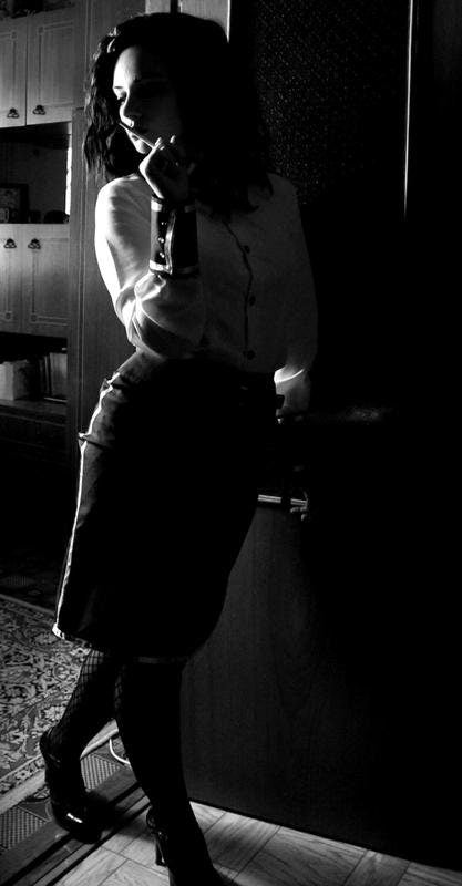 Elizabeth Burial at sea video game Bioshock noir cosplay, sexy women cosplay, office style costume