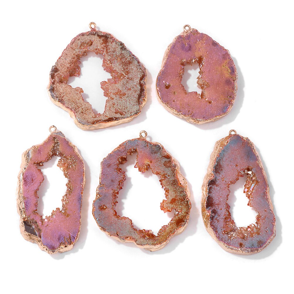 Natural pink quartz necklace pendant pink stone pendants gems handmade jewelry stone Pendulum Pendant Necklace