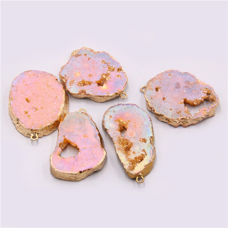 Natural pink quartz necklace pendant pink stone pendants gems handmade jewelry stone Pendulum Pendant Necklace