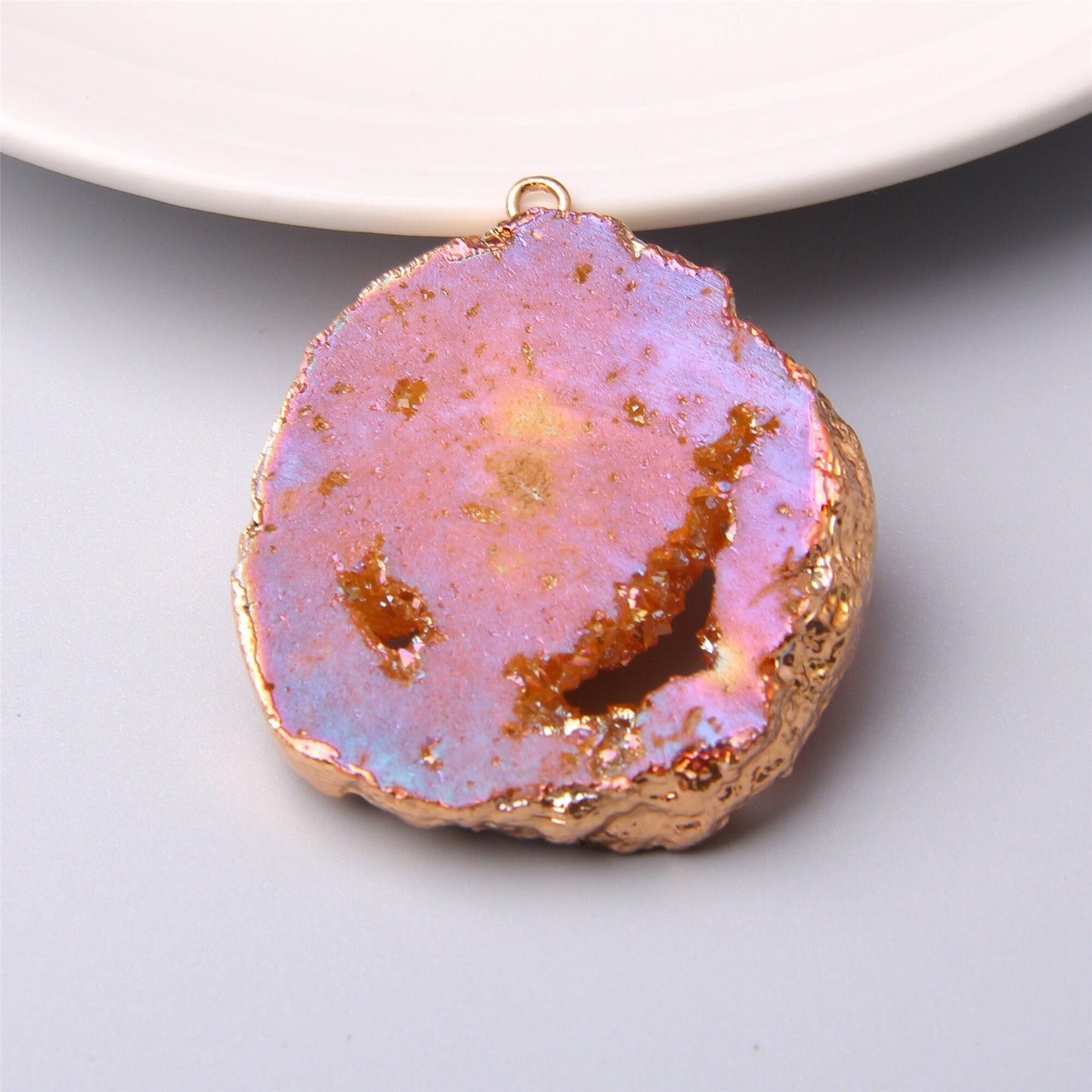 Natural pink quartz necklace pendant pink stone pendants gems handmade jewelry stone Pendulum Pendant Necklace