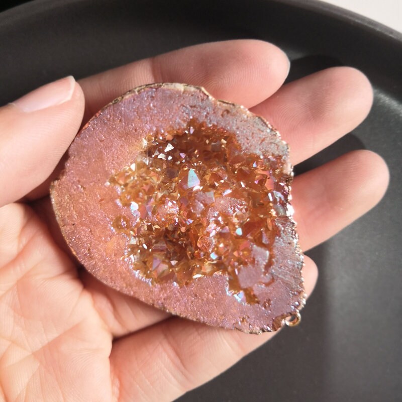 Natural pink quartz necklace pendant pink stone pendants gems handmade jewelry stone Pendulum Pendant Necklace