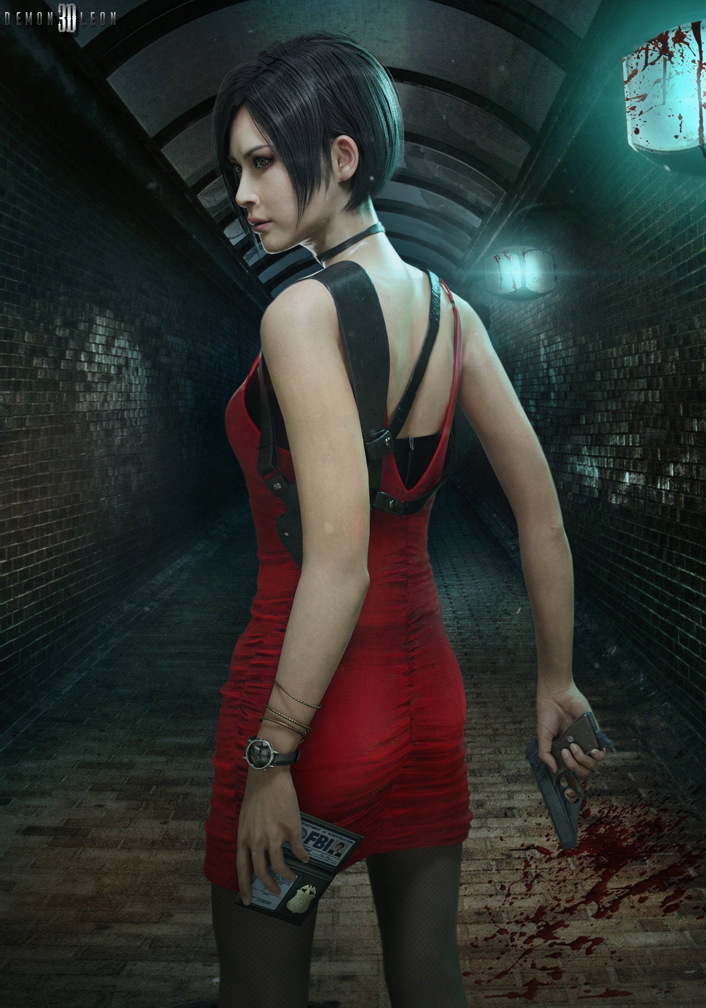 Resident Evil Ada Wong inspired dress cosplay, cosplay women, women red mini dress, horror video game cosplay