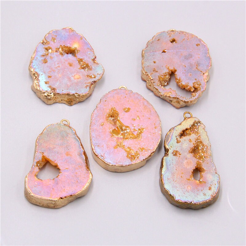 Natural pink quartz necklace pendant pink stone pendants gems handmade jewelry stone Pendulum Pendant Necklace