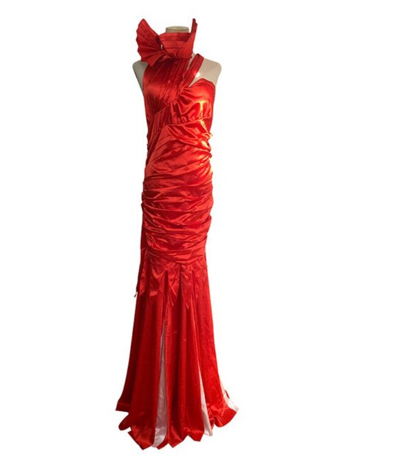 Cruella De Vil custom made costume ,coat ,evening long red dress, fashion movie female cosplay