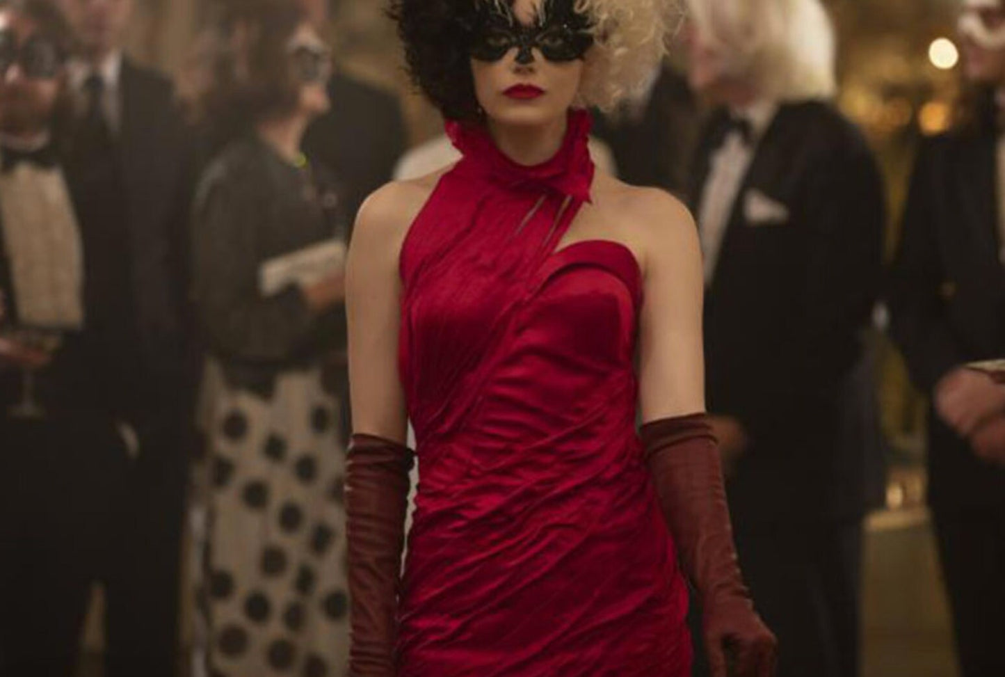 Cruella De Vil custom made costume ,coat ,evening long red dress, fashion movie female cosplay
