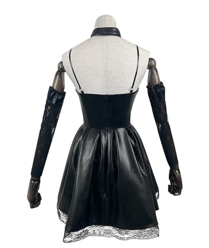 Goth girl Punk Rock Anime lace black mini dress with accessories, female fashion cosplay