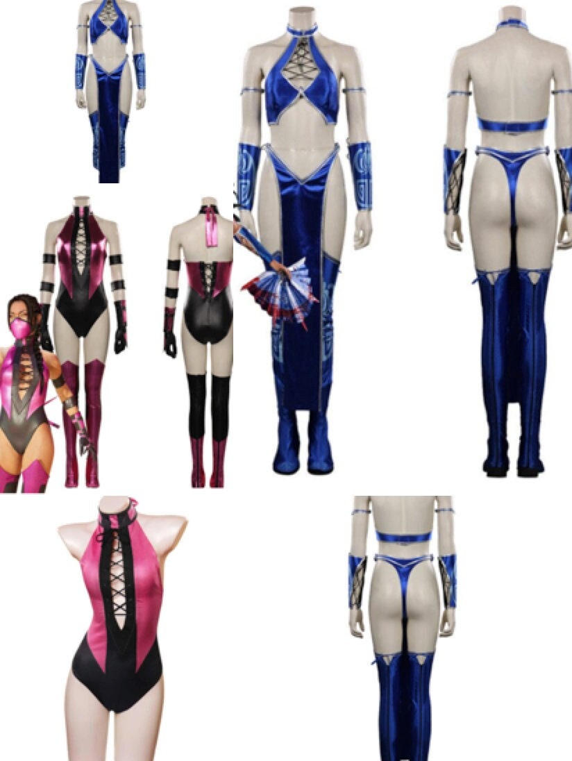 Custom made Mortal Kombat Cosplay Costume KITANA, Mileena Outfits Women Video Game Halloween Carnival Party Clothes Ladies Fashion