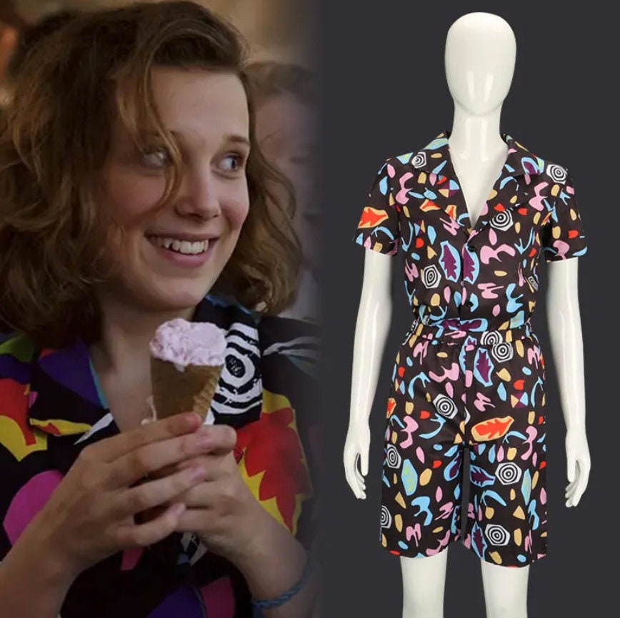 American TV Series Stranger Things Eleven Cosplay Costume 11 Kids Printing Uniform Adult Children Boys Girl Kawaii Party Suit