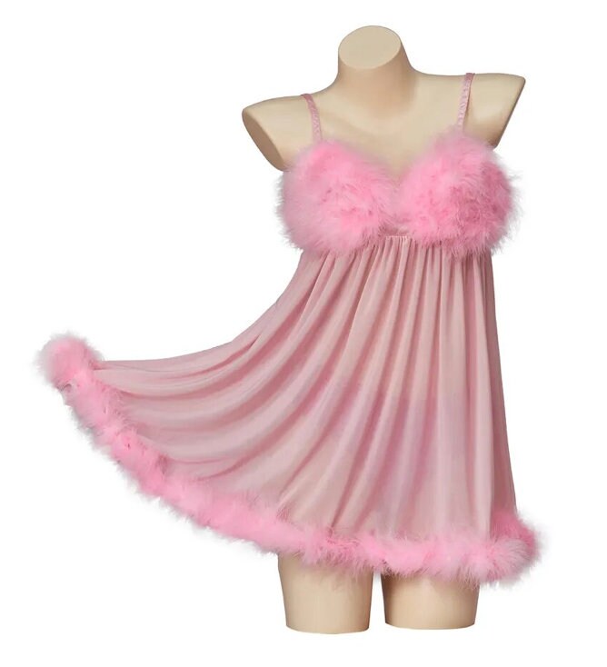 Austin Powers Fembot Cosplay Costume Suspender Skirt Gloves Panties Pink Sexy Mini Dress Women Feather Suspender Dress