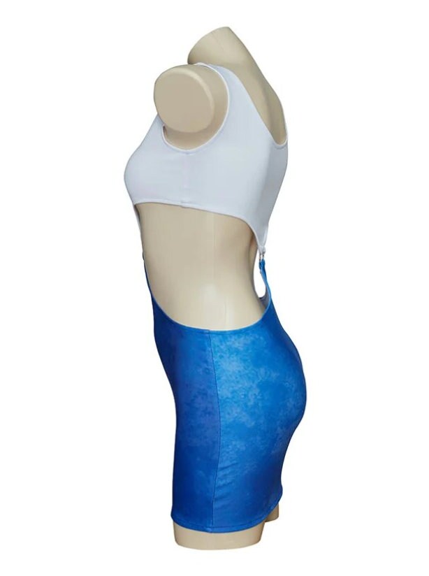 Movie Pretty Woman Julia Roberts Cosplay Vivian Ward Sexy Blue Bare Waist Tie-Dye Cutout Dress