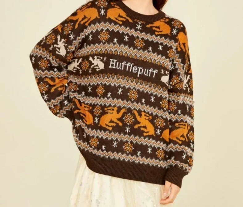 Women sweaters pullover Harry Potter Gryffindor Ravenclaw Hufflepuff Slytherin knitting loose stripe fitting sweater pull sweaters for women