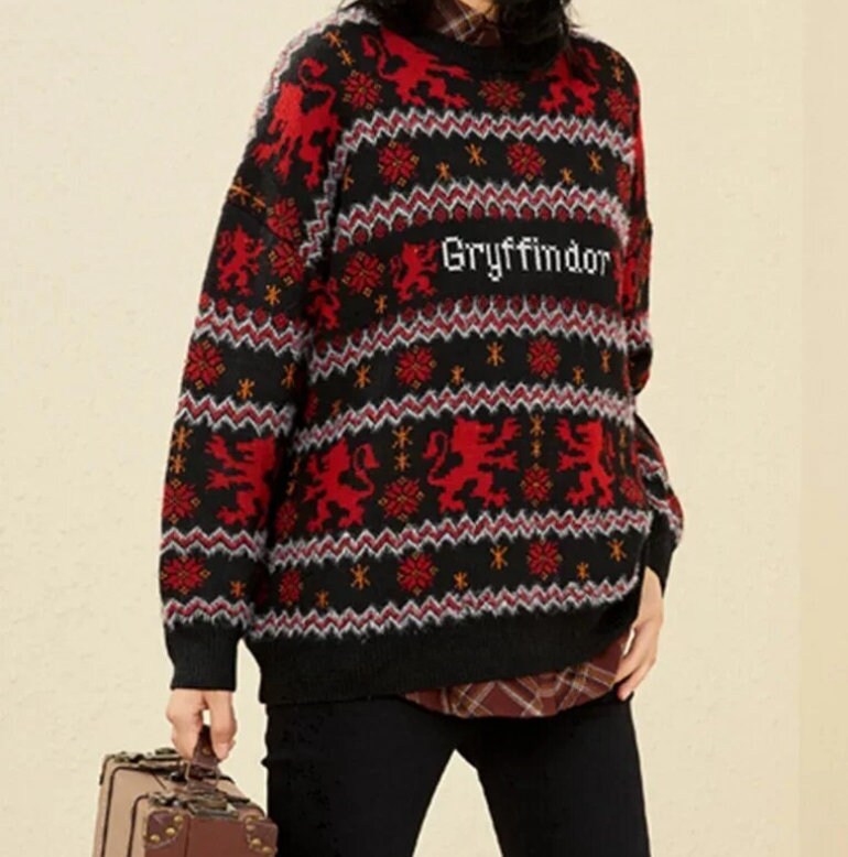 Women sweaters pullover Harry Potter Gryffindor Ravenclaw Hufflepuff Slytherin knitting loose stripe fitting sweater pull sweaters for women
