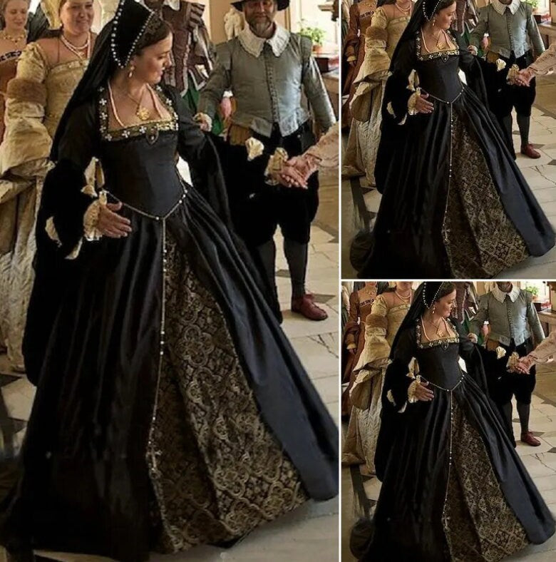 Custom made Luxe Vintage Costumes Victorian Dresses Princess Diana,Queen Elizabeth, Anne Boleyn dress historical movie series dresses