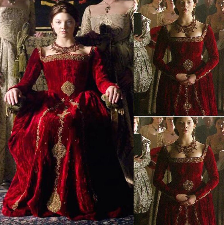Custom made Luxe Vintage Costumes Victorian Dresses Princess Diana,Queen Elizabeth, Anne Boleyn dress historical movie series dresses