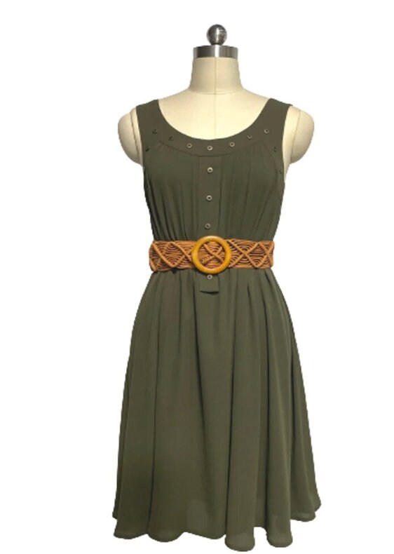 Custom made Devil Movie Wears Cosplay Andrea Sachs Costume Hathaway Women's Green Sleeveless Dress ,brown blouse Halloween Outfit