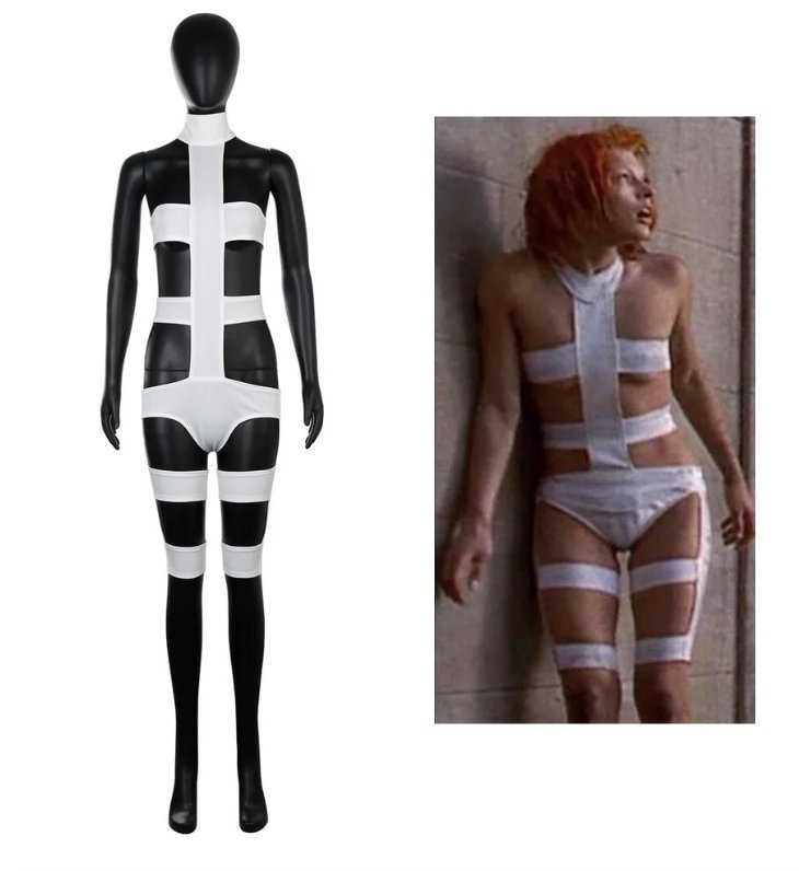 The Fifth Element Leeloo Cosplay Costume Full Set Sexy White Bandage Body Suit Orange Body Suit Halloween Cosplay Outfits