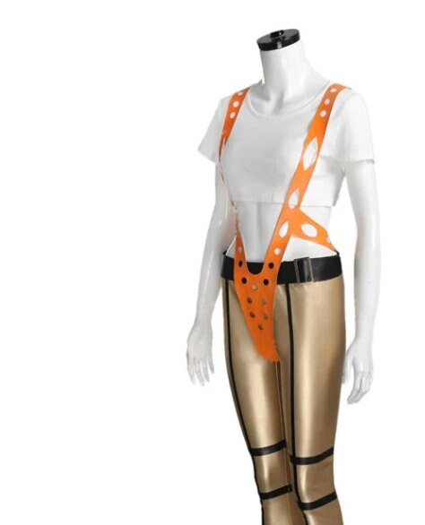 The Fifth Element Leeloo Cosplay Costume Full Set Sexy White Bandage Body Suit Orange Body Suit Halloween Cosplay Outfits