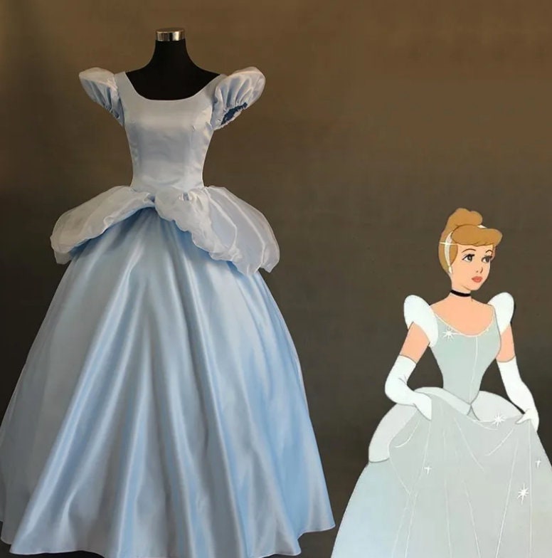 Custom made Disney Princess Movie Cinderella Cosplay Costumes Adult Women Female Cosplay Blue /Brown Dress Halloween Carnival Clothing