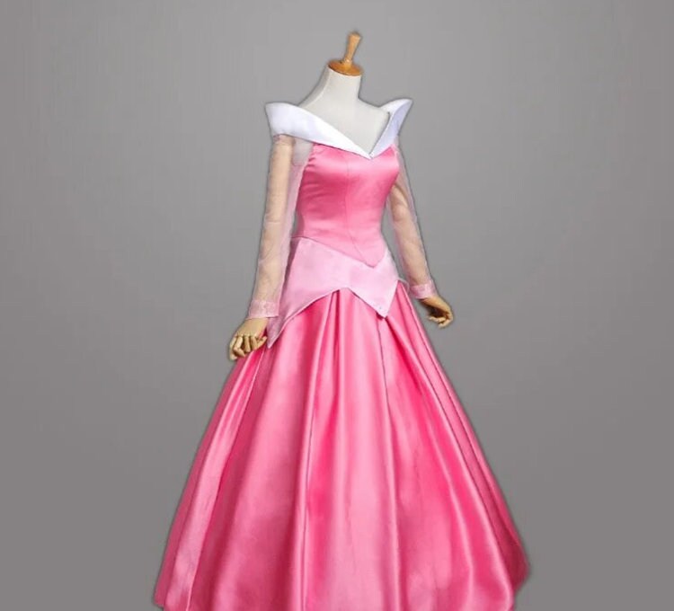 Halloween Adult Sleeping Beauty Blue Dress Princess Aurora Pink Dress Costume Deluxed Stage Dress S- XL Custom Order