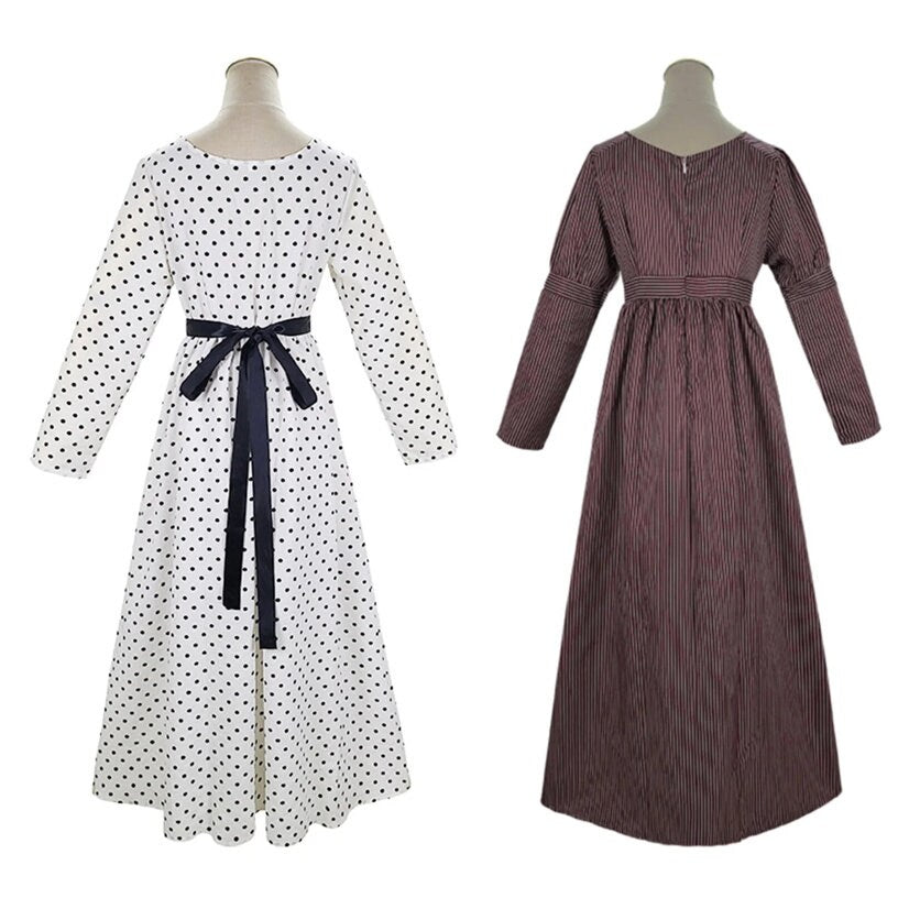 Jane Austen Pride and Prejudice Costume Brown Dress Victorian Regency Dress Retro High Waisted Tea Party Dress Ball Gown