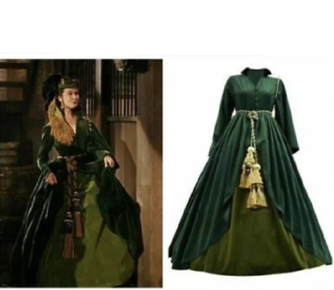 Custom made Gone With The Wind Scarlett O'hara Cosplay Vivien Leigh Movie Costume Floral Dress Ball Gown 19 Century Women Dresses