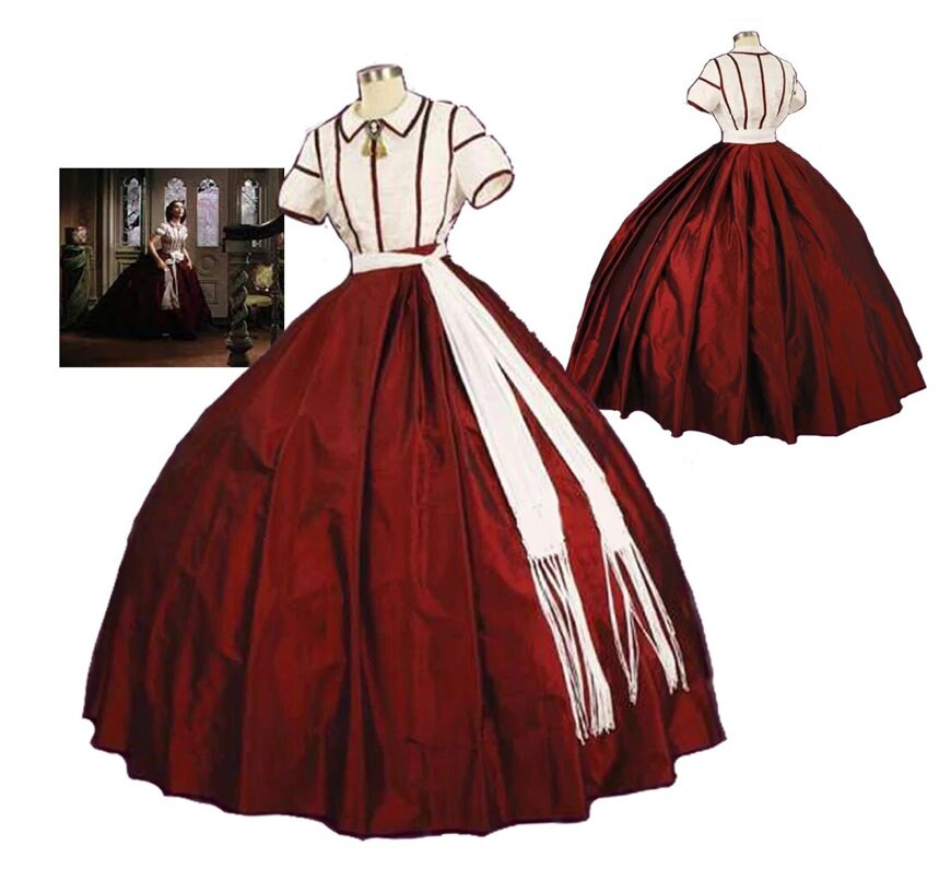 Custom made Gone With The Wind Scarlett O'hara Cosplay Vivien Leigh Movie Costume Floral Dress Ball Gown 19 Century Women Dresses