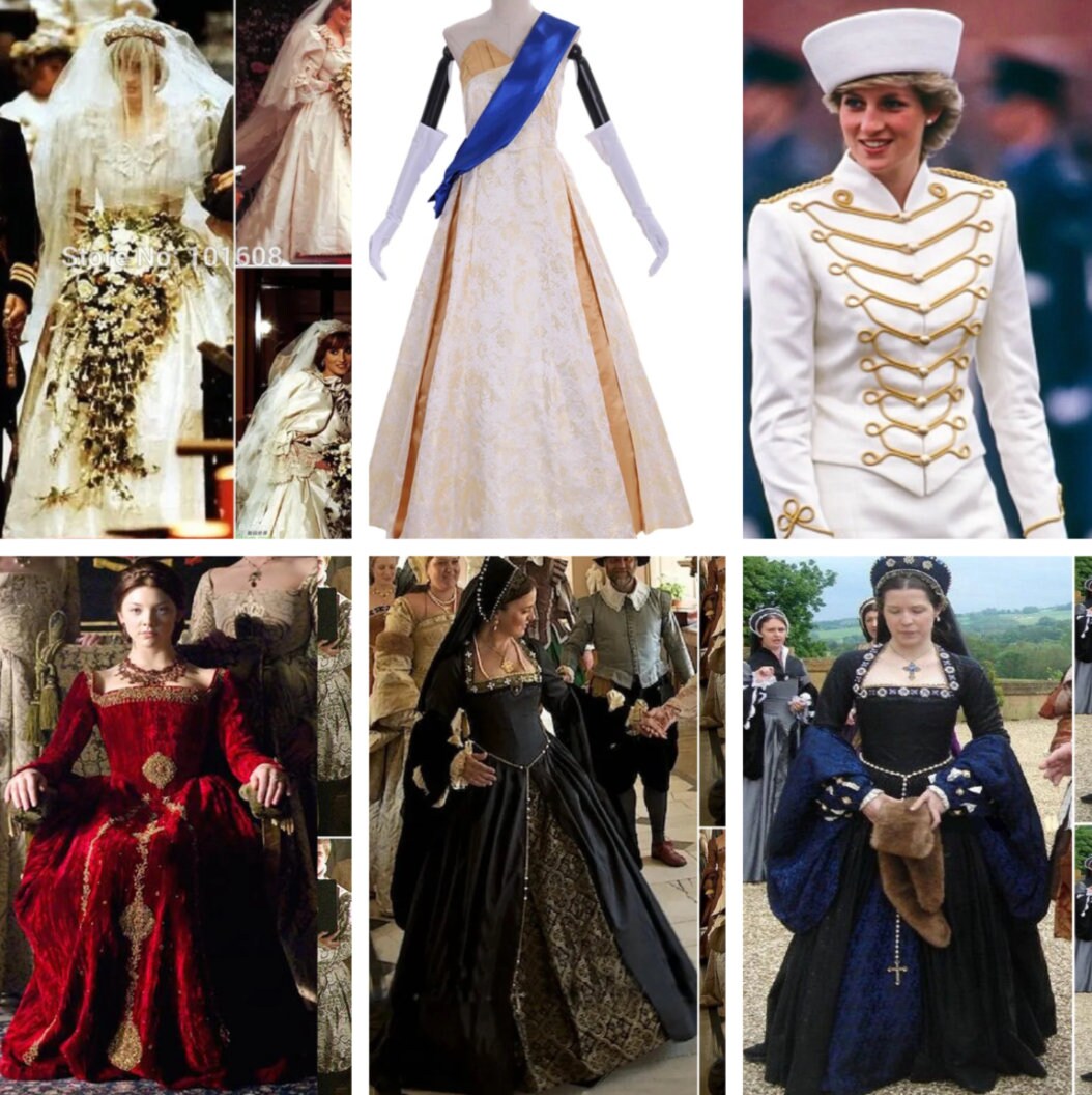 Custom made Luxe Vintage Costumes Victorian Dresses Princess Diana,Queen Elizabeth, Anne Boleyn dress historical movie series dresses