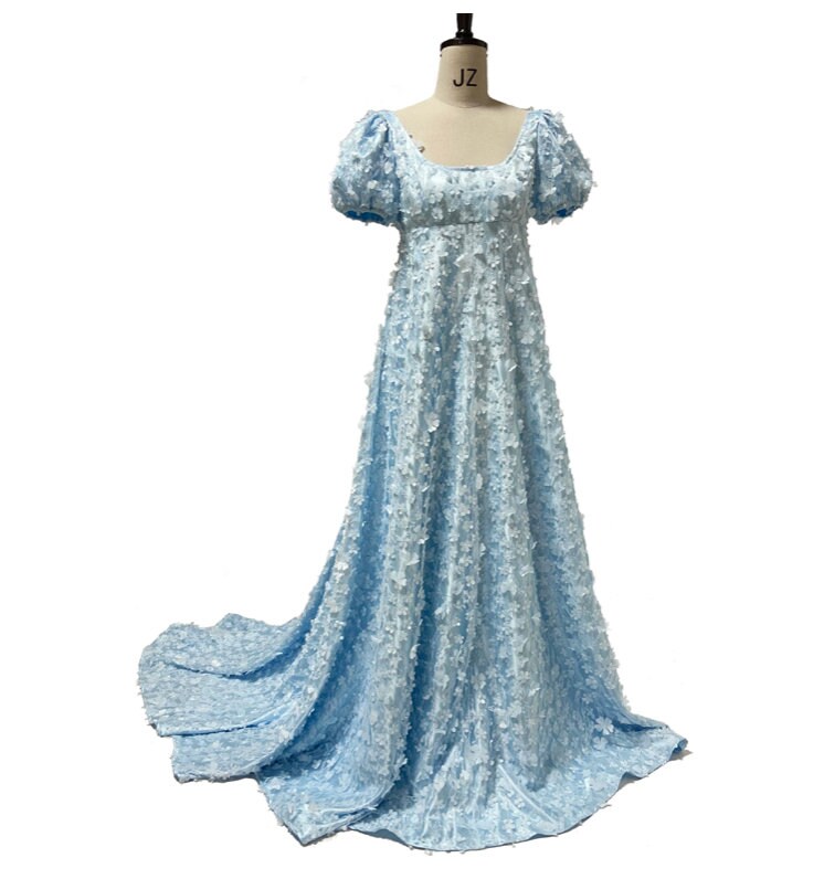 Custom made Bridgerton TV Daphne Penelope Cosplay Costume Women Regency Blue Dress Lace Puff Sleeve Gown Princess Ball Dresses Outfits