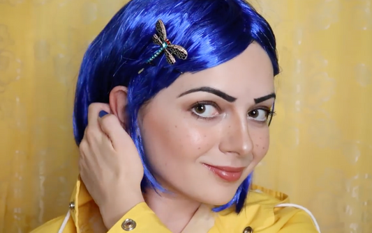 Fantasy cartoon inspired blue short bob Halloween wig ,photoshoot synthetic cape wig