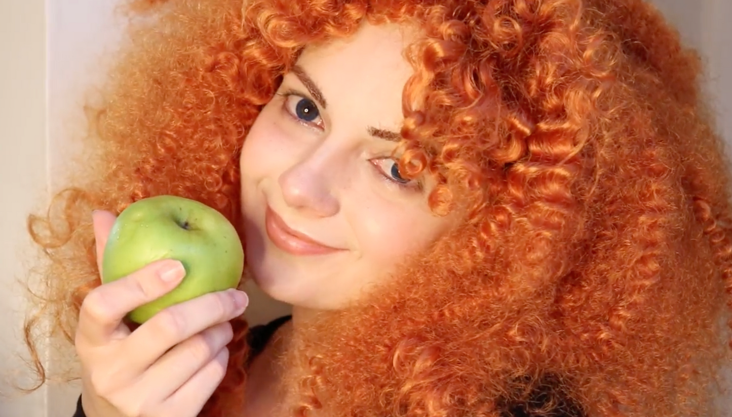 Custom made curled & styled ginger halloween cosplay wig, red curly hair