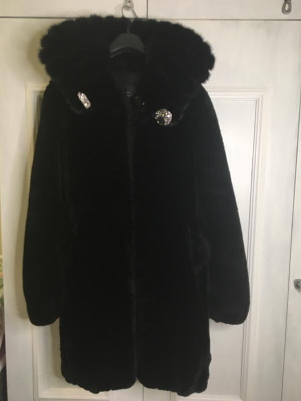 Luxury muton\mink furcoat with crystals, real fur, fur coat women, outwear, long fur coat