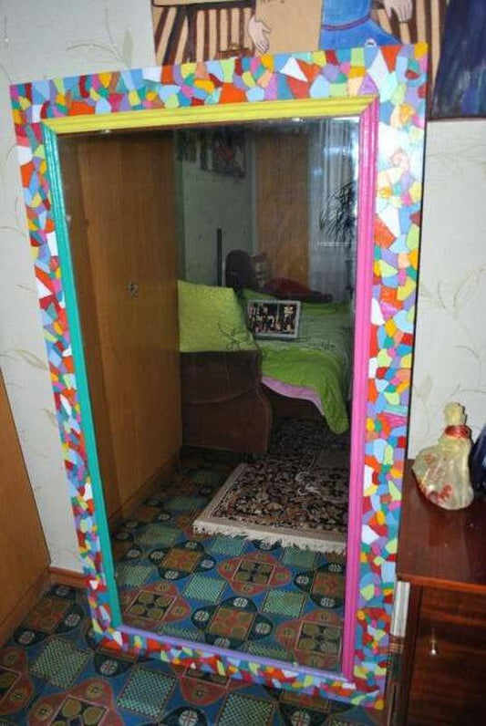 Unique custom-made hand painted mirror, creative design, home interior ,bright decoration