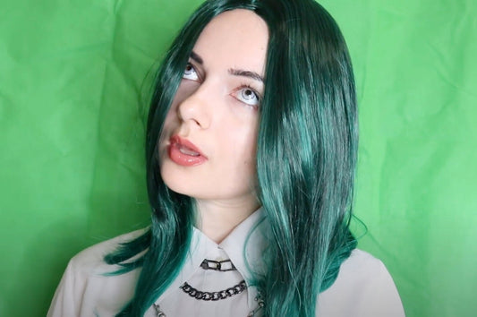 Billie Eilish Bad Guy green blue short synthetic wig, funny cosplay, short wigs women