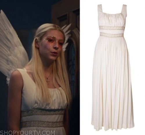 Jules Euphoria cosplay Juliette romantic white dress with wings, tv series cosplay