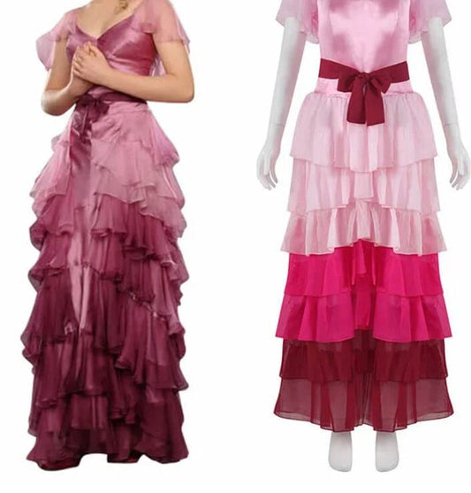 Women Halloween Hermione Granger Yull Ball Pink Gown Dress Cosplay Costume Women Girl Renaissance Performance Clothes