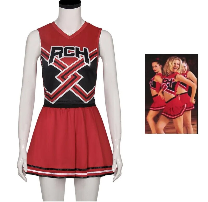 Bring It On Cosplay Costume Cheerleader Movie RCH Printed Top Skirt Cheerleaders Uniform Green Clovers Cheerleading Outfits Tank Top Mini