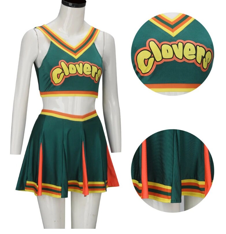 Bring It On Cosplay Costume Cheerleader Movie RCH Printed Top Skirt Cheerleaders Uniform Green Clovers Cheerleading Outfits Tank Top Mini