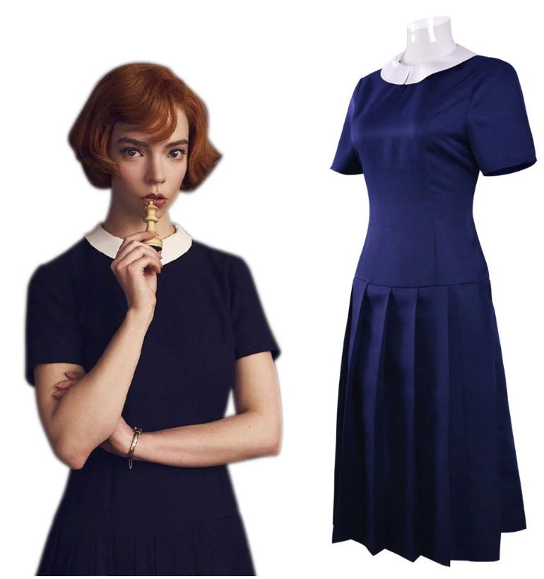 Custom madeThe Queen's Gambit Cosplay Costume for Women TV Heroine Beth Harmon Dresses Lovely Cross Retro Beth Lady Dress